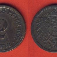 Kaiserreich 2 Pfennig 1907 F