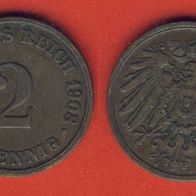 Kaiserreich 2 Pfennig 1908 J