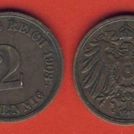 Kaiserreich 2 Pfennig 1908 E