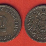 Kaiserreich 2 Pfennig 1910 D