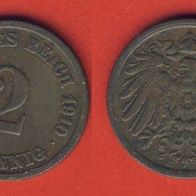 Kaiserreich 2 Pfennig 1910 E