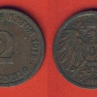 Kaiserreich 2 Pfennig 1912 J