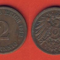 Kaiserreich 2 Pfennig 1912 D