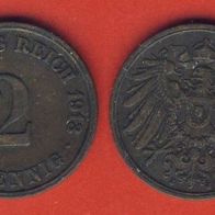 Kaiserreich 2 Pfennig 1913 J