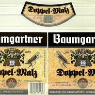 Bieretiketten "Doppel-Malz" Brauerei Baumgartner Schärding-Wesenufer Österreich