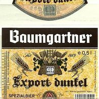 Bieretikett "Export dunkel" Brauerei Baumgartner Schärding-Wesenufer Österreich