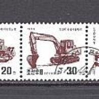 Korea, Baumaschinen, 1995, Mi. 3773-7, Briefm., 5er Streifen., gest.