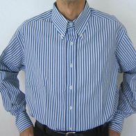Schönes ABRAMS Hemd, blau-weiß-grau gestreift, Gr. XL 43/44