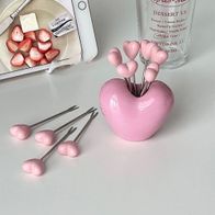 Love Obstgabel-Set aus Edelstahl, 10 Gabeln plus Sockel