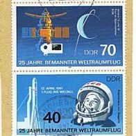 DDR MiNr. 3005 u. 3007 ZDR Weltraumflug Briefabschnitt gelaufen Tagesstempel