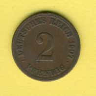 Kaiserreich 2 Pfennig 1907 A