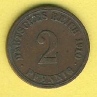 Kaiserreich 2 Pfennig 1910 A