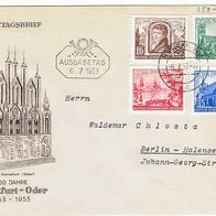 DDR MiNr. 358-61 FDC 700 Jahre Frankfurt Brief gelaufen Tagesstempel