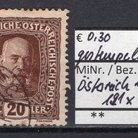 Österreich 1916 Freimarken: Kaiserkrone, Kaiser Franz Joseph, Wappen MiNr. 191 x ges2