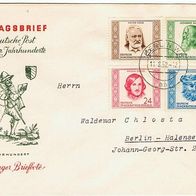DDR MiNr. 311-14 FDC Persönlichkeiten 1952 Brief gelaufen Tagesstempel