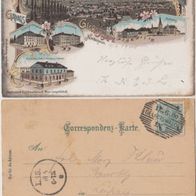 Georgswalde-Litho-AK 1900 Ji?íkov Nordböhmen mit Weinhaus Kunert Erh.1