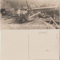 Glashütte-Bahnhof-Foto-AK 08.07.1927 Unwetter-Katastrophe Waggons Kinder Erh.1