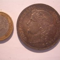 Schweiz: 5 Franken Silber 1909, Helvetia seltene Original Münze mit herrlicher Patina