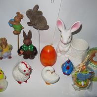 12 Teile Osterdekoration Stecker Kerzen Blumentöpfe Hase Küken teils Handarbeit