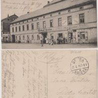 Gröba-Riesa-AK 1916 mit Gasthaus und Laden Max Grosse Erh.1Klebespuren