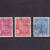 Schweiz UIT / ITU MiNr. 7-9 komplett gestempelt M€ 1,70 #H107e
