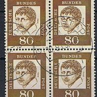 Bund MiNr. 359 y Viererblock waagerechte Paare Orts- bzw. Tagesstempel