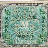 Banknote 0,5 Mark S-Nr.040774461 All. Militärbehörde 1944