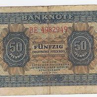Banknote 50 Deutsche Pfennig 1948 S-Nr. BE4982949