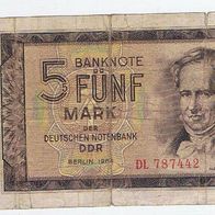Banknote 5 Mark DDR 1964 S-Nr. DL787442