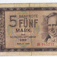 Banknote 5 Mark DDR 1964 S-Nr. JB945272