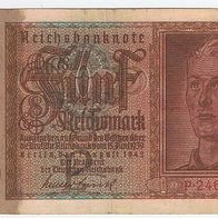 Banknote 5 Reichsmark 1942 S-Nr. P-2466162 KN 7-stellig