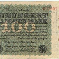 Banknote 100 Millionen Reichsmark 1923 K-21E S-Nr. 092601