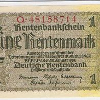 Banknote Banknote 1 Rentenmark 1937 S-Nr. Q-48158714