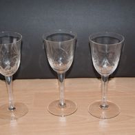 3 alte Weingläser mit Stiel und Schliff ca. 1950/60er Jahre