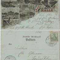 Halle-Saale-Mondscheinkarte-1901 5Bild-Karte Erh.1