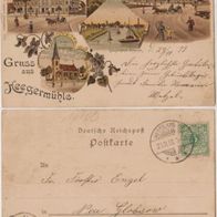 Heegermühle-Straußberg Litho AK 1899 4Bild-Litho Erhaltung 2