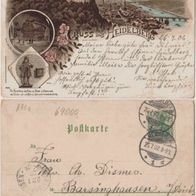Heidelberg-Gruss-aus Litho 1902 Erhaltung 2