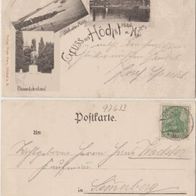 Höchst-Frankfurt-Main 1903 Gruss aus Karte mit 3Bildern Erh.1