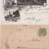 Marlow-Ribnitz Damgarten Litho AK 1898 Gruss aus Litho mit 3Bildern Erh.2
