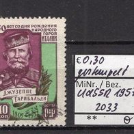 Sowjetunion 1957 150. Geburtstag von Giuseppe Garibaldi MiNr. 2033 gestempelt