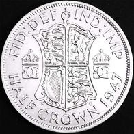 HALF CROWN Münze Großbritannien König George VI. 1947 XF