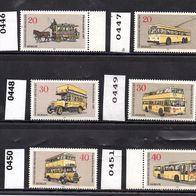 K919 Berlin MiNr. 446 + 447 + 448 + 449 + 450 + 451 Omnibusse * * postfrisch