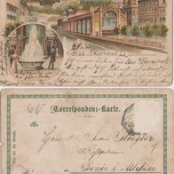 Karlsbad-Sprudelcolonade Litho AK 1902 Erh.3