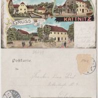 Kattnitz-Ostrau-Litho-AK-1901 Rittergut, Gasthof, Bäckerei R. Friedrich Erh.2