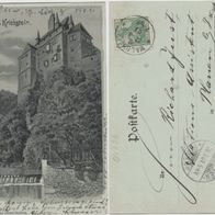 Kriebstein-Mittelsachsen-AK 1901 Mondscheinkarte der Burg Erh.1