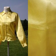 Bluse Reissverschluss vintage 90er Sisley gelb Glanz glänzend