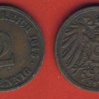 Kaiserreich 2 Pfennig 1915 D