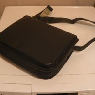 Damen-Leder-Handtasche Schultertasche + Magnetverschluss + 8 Fächer schwarzNeu