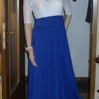 Maxi Abendkleid blau Spitze Gr. M Beinschlitz