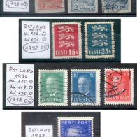 Briefmarken Estland Eesti Freimarken 1920 - 1936 Sondermarke 1938 Lot 9 Werte